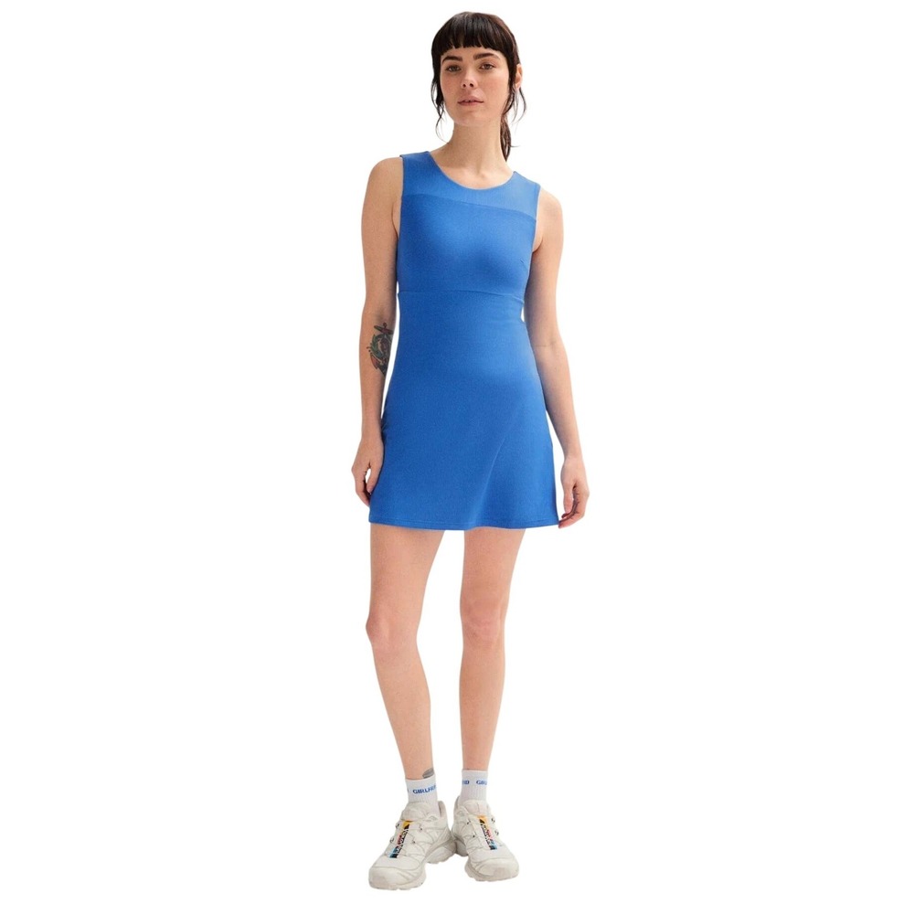 Girlfriend Collective Cobalt Blue Lucia Sleeveless Mini Dress Romper Large L NWT